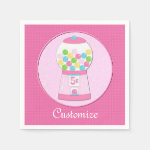 Personalized Pink Bubblegum Machine Napkins