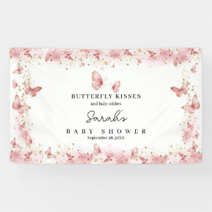 Personalized Pink Butterfly Baby Shower Banner 