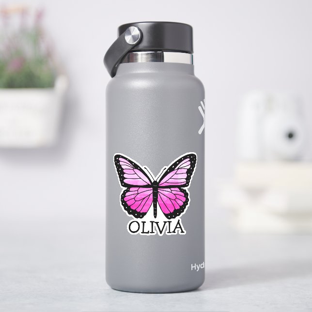 Personalized  Pink Butterfly Girl's Name   (HydroFlask)