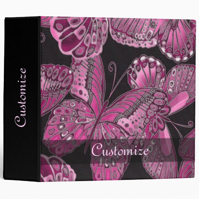 Personalized Pink Butterfly Keepsake Binder (Front/Spine)
