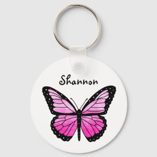 Personalized Pink Butterfly  Keychain