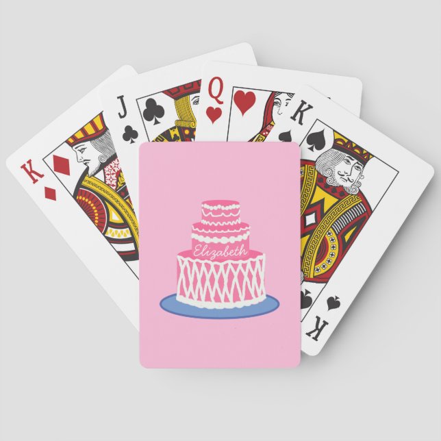 Personalized Pink Cake Playing Cards (Back)