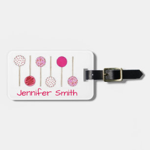 Personalized Pink Cake Pop Bakery Foodie Baking Luggage Tag