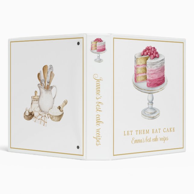 Personalized Pink Cake Recipe  Binder (Background)