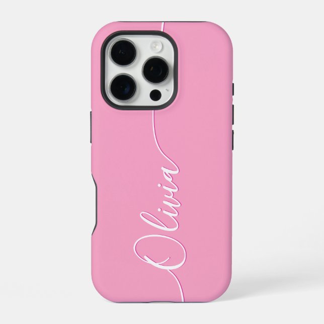 Personalized Pink Calligraphy Script Name iPhone Case (Back)
