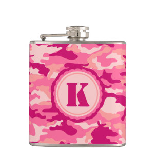 Personalized Pink Camo Pattern Hip Flask