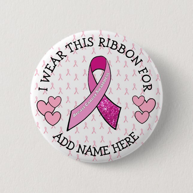 Personalized Pink Cancer Button (Front)
