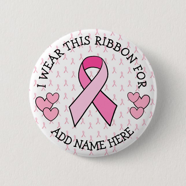 Personalized Pink Cancer Button (Front)