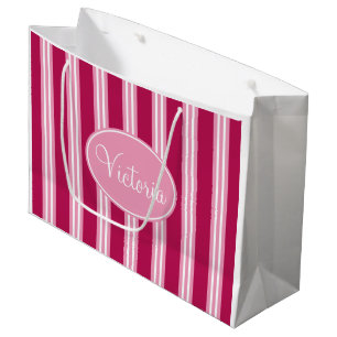 Personalized Pink Candy Stripe Gift Bag
