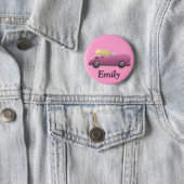 Personalized Pink Car and Girl Button (In Situ)