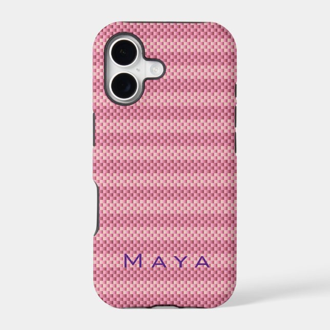 Personalized Pink carbon fibre patterned (Back)