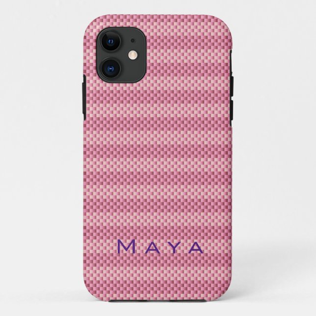 Personalized Pink carbon fibre patterned Case-Mate iPhone Case (Back)
