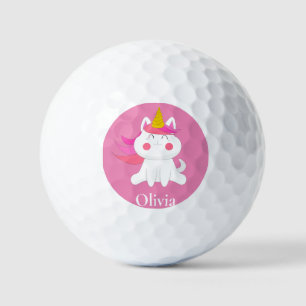 Personalized Pink Caticorn   Golf Balls