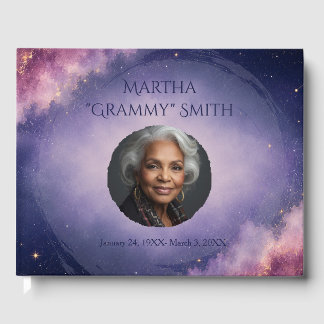 Personalized Pink Celestial Memorial Guest Book