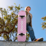 Personalized Pink Checks Skateboard<br><div class="desc">A trendy pink chequerboard design that can be personalized with a name or initials.</div>