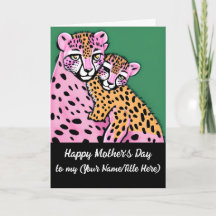 Personalized Pink Cheetah Mom + Cub Mother's Day