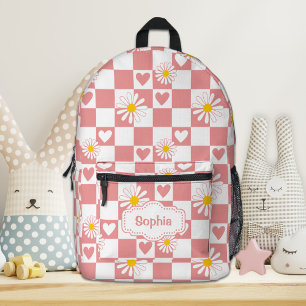 Personalized Pink Chequered Backpack