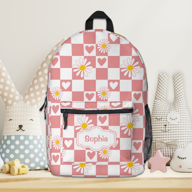 Personalized Pink Chequered Backpack (Creator Uploaded)