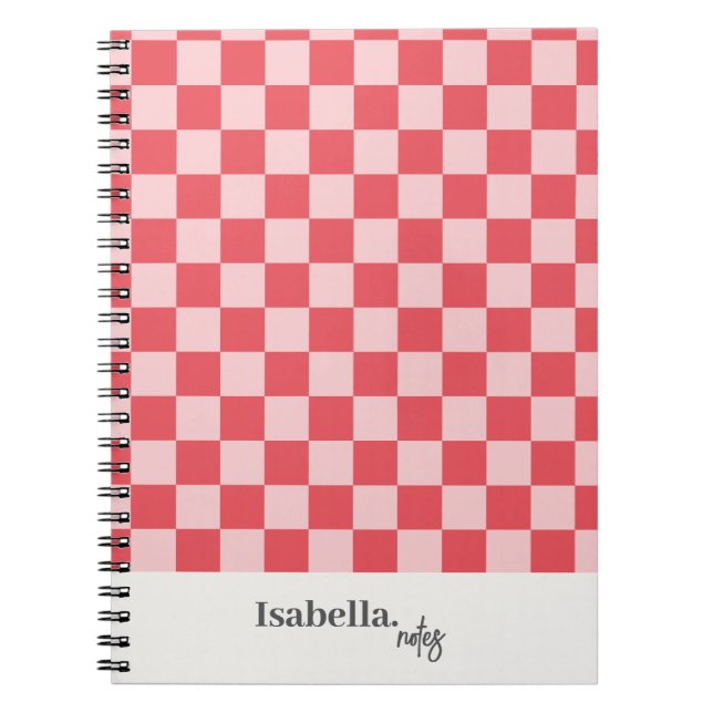 Personalized Pink Chequered Notes Notebook (Front)