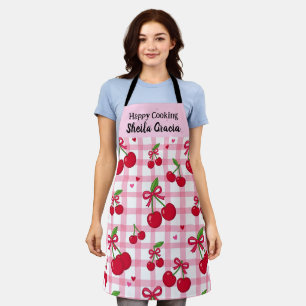 Personalized Pink Cherry Apron with Custom Name