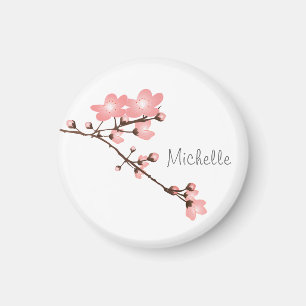 Personalized Pink Cherry Blossom 2 " Square Magnet
