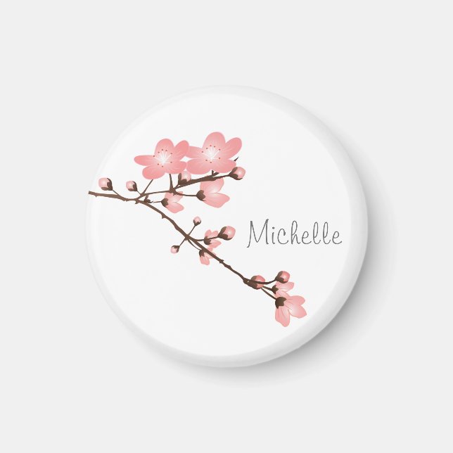 Personalized Pink Cherry Blossom 2 " Square Magnet (Front)
