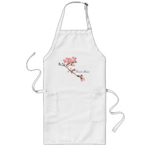 Personalized Pink Cherry Blossom Long Apron