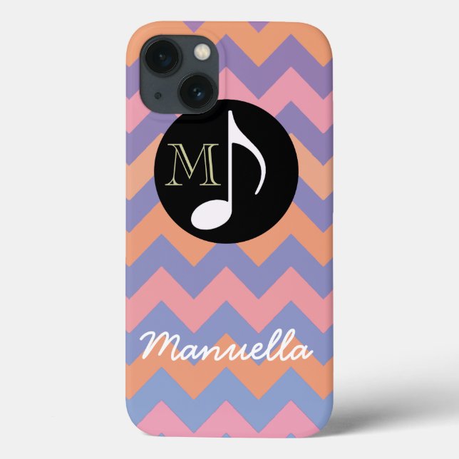 personalized pink chevron music note Case-Mate iPhone case (Back)