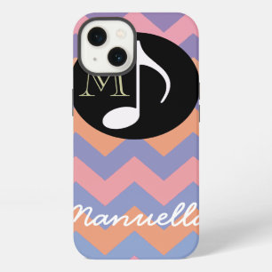 personalized pink chevron music note iPhone 13 case