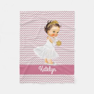 Personalized Pink Chevron   Nursery Girl Princess Fleece Blanket
