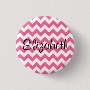 Personalized Pink Chevron Pattern Button