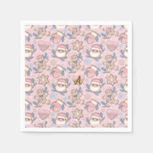 Personalized pink Christmas cookies Napkin