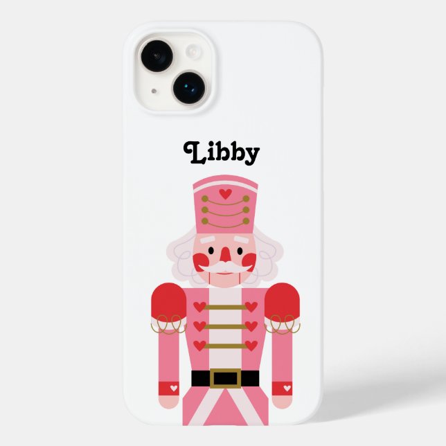Personalized Pink Christmas Nutcracker White Case-Mate iPhone Case (Back)