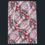 Personalized Pink Christmas Snowman Medium Gift Bag<br><div class="desc">Personalized Pink Christmas Snowman</div>