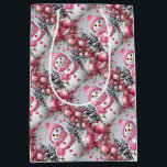 Personalized Pink Christmas Snowman Medium Gift Bag<br><div class="desc">Personalized Pink Christmas Snowman</div>