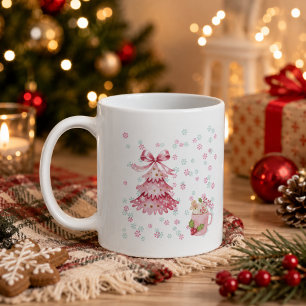 Personalized Pink Christmas Tree Mug
