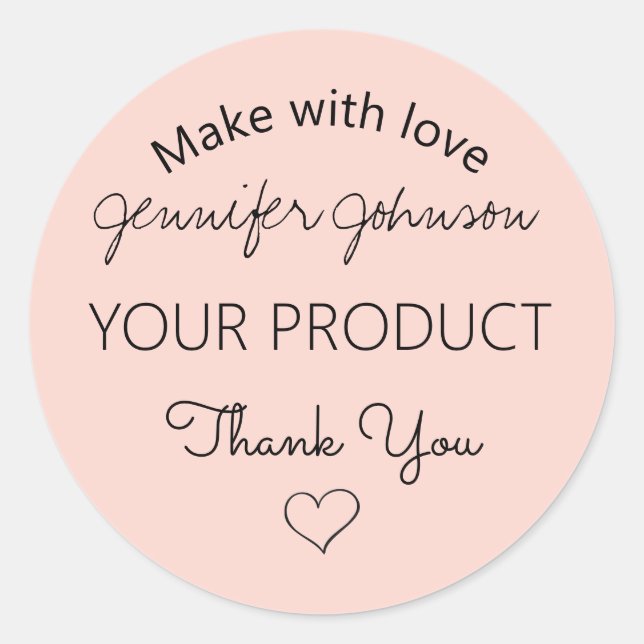 Personalized Pink Classic Round Sticker (Front)