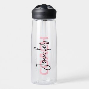 Personalized Pink Coach Typography Water Bottle