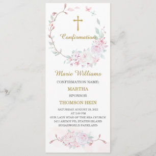 Personalized Pink Confirmation Prayer Card