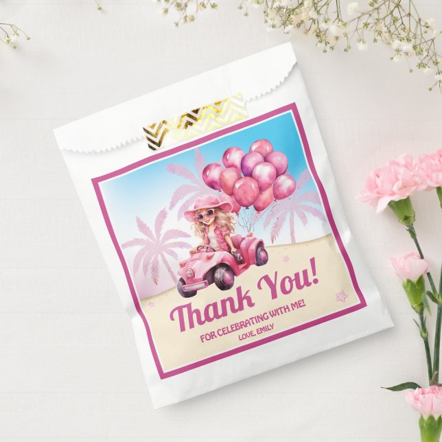 Personalized Pink Convertible Beach Birthday Favour Bag (Sealed)