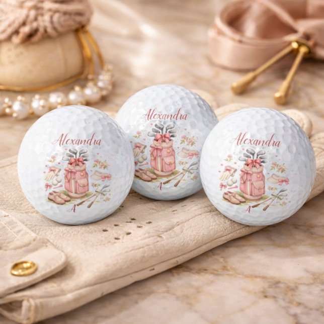 Personalized Pink Coquette Golf Monogram Balls (Creator Uploaded)