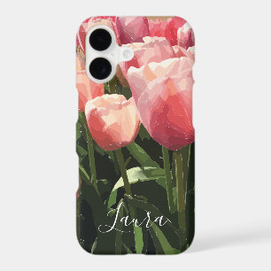 Personalized Pink Coral Tulips