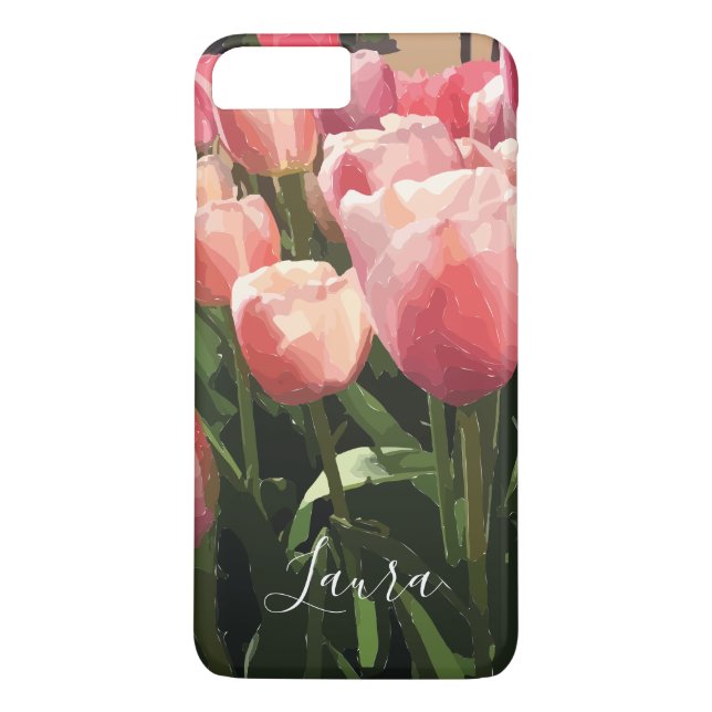 Personalized Pink Coral Tulips Case-Mate iPhone Case (Back)