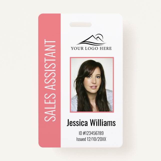 Personalized Pink Corporate Employee Security ID Badge (Front)