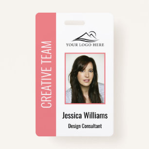 Personalized Pink Corporate Employee Security ID Badge
