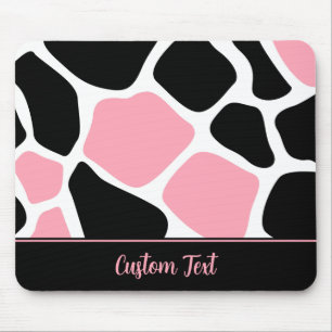 Personalized Pink Cow Animal Print Mouse Pad