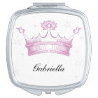 Personalized Pink Crown Compact Mirror