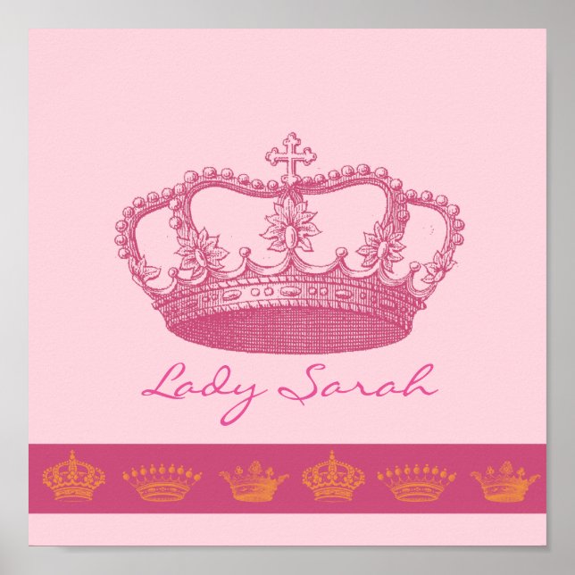 Personalized Pink Crown Poster (Front)