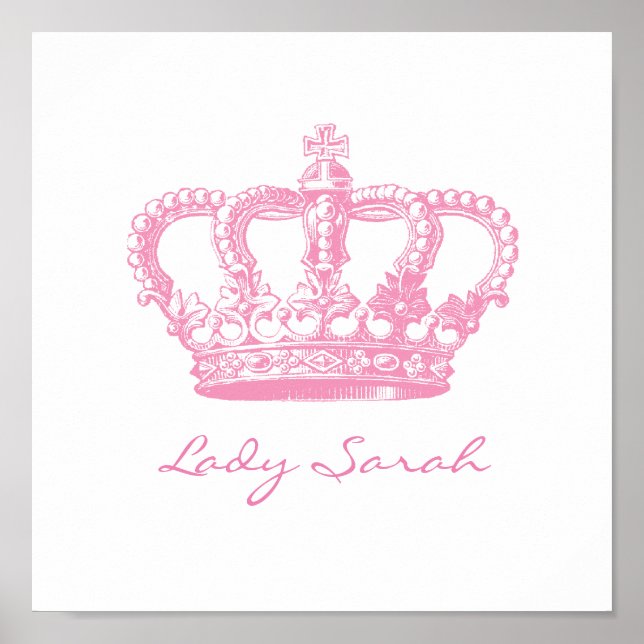 Personalized Pink Crown Poster (Front)