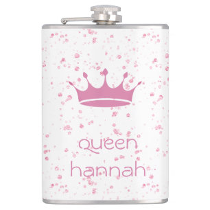 Personalized Pink Crown Queen Hip Flask